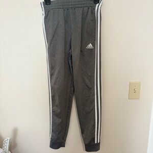 Adidas Kids Gray Joggers with White Stripes